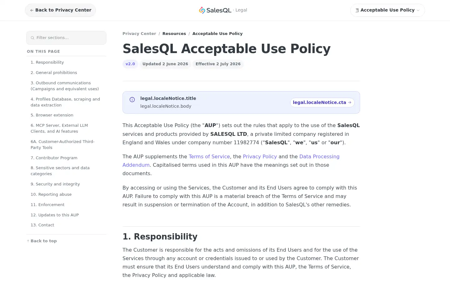 Screenshot of salesql.com