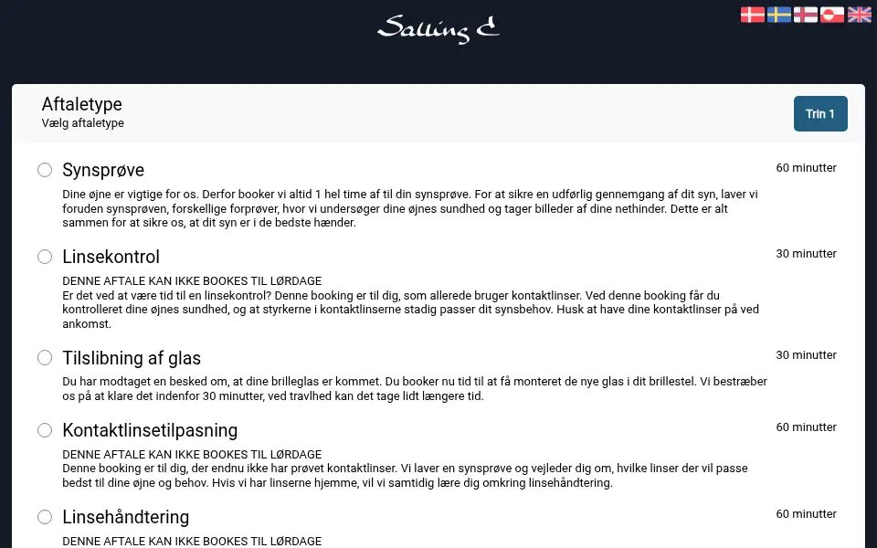 Screenshot of sallingoptik.dk