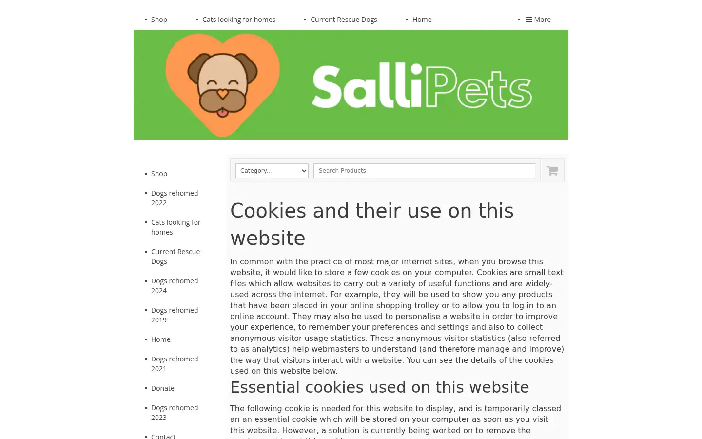 Screenshot of sallipets.co.uk