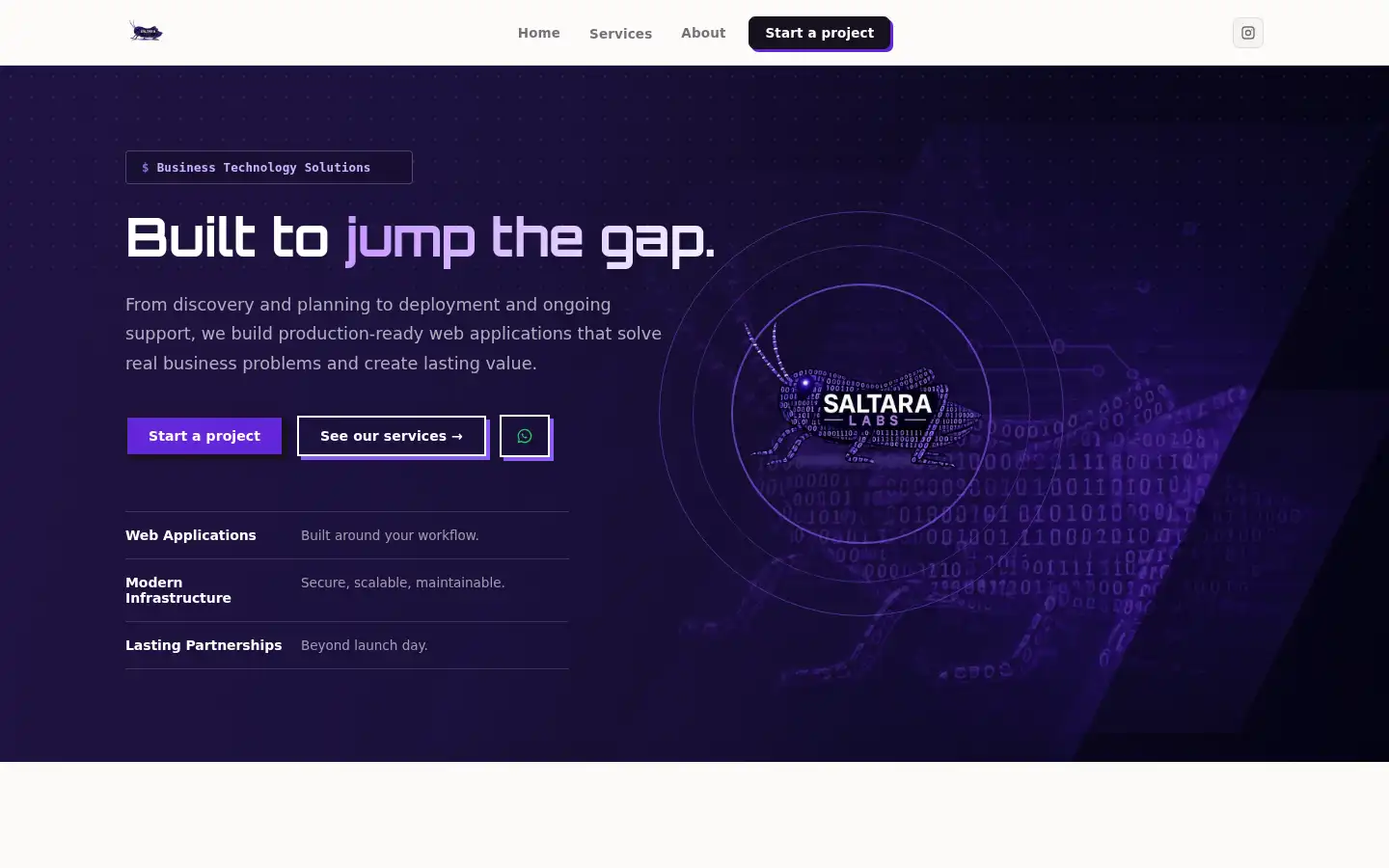 Screenshot of saltaralabs.co.uk