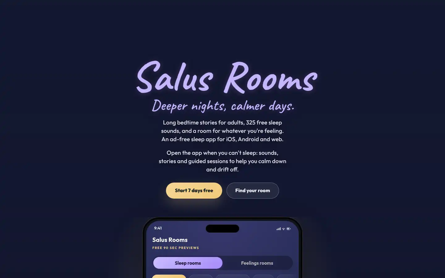 Screenshot of salus-rooms.com