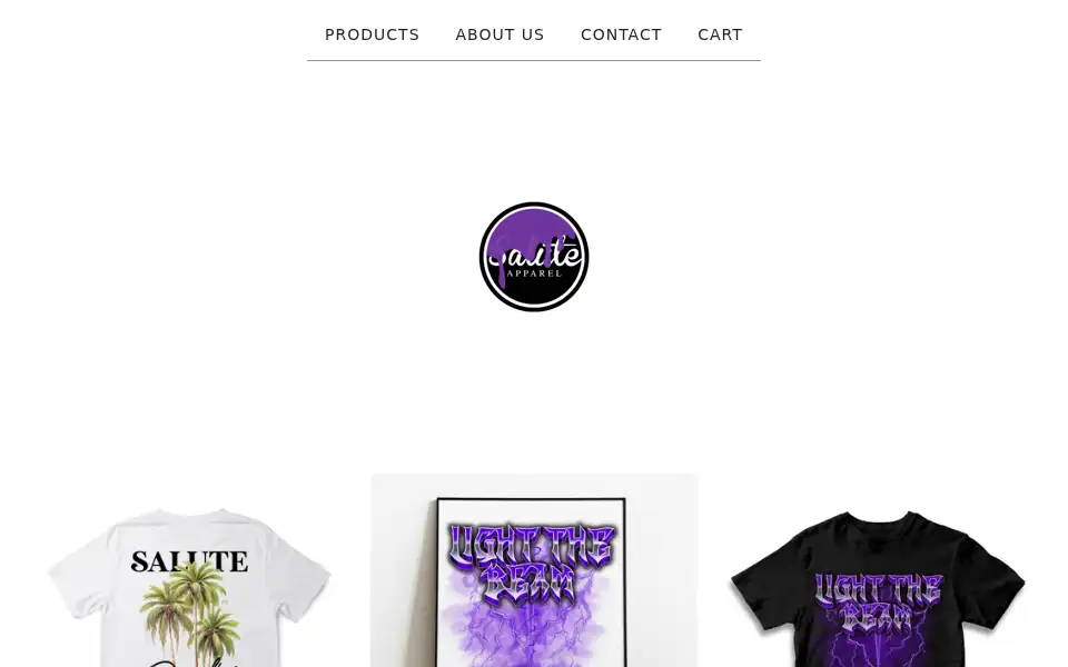 Screenshot of saluteapparelco.com
