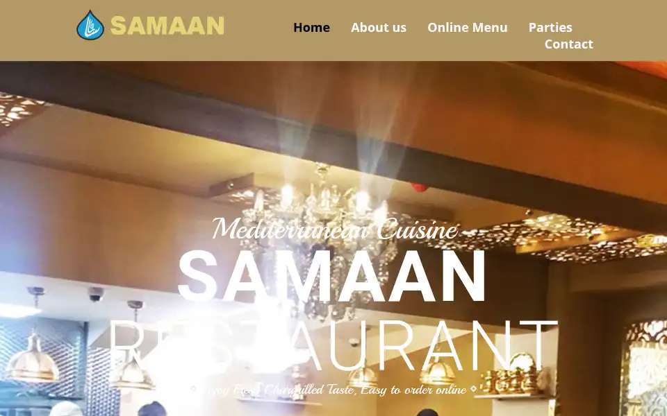Screenshot of samaanrestaurant.co.uk