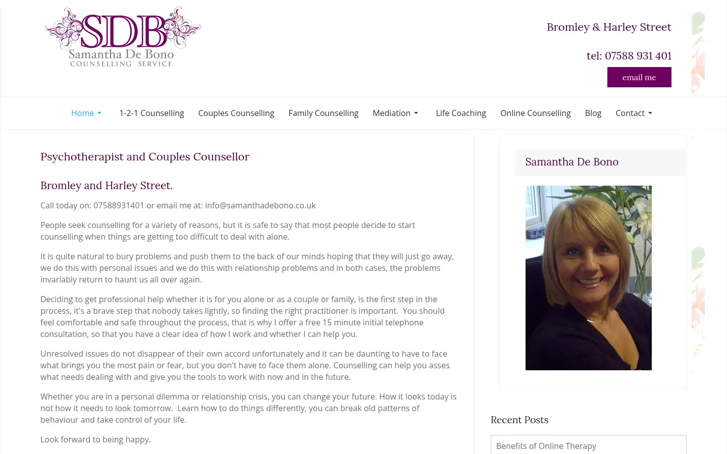 Screenshot of samanthadebono.co.uk