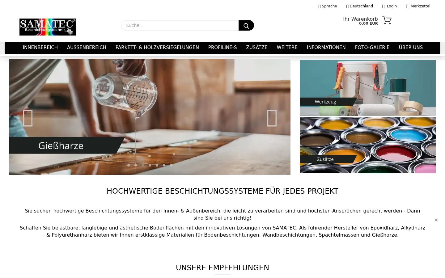 Screenshot of samatec.de