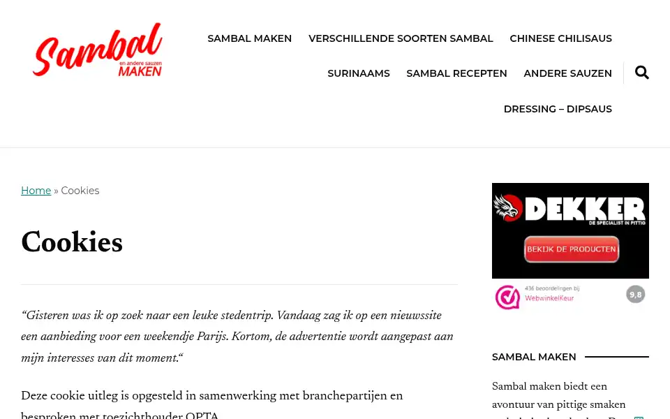 Screenshot of sambalmaken.nl