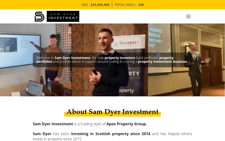 Screenshot of samdyerinvestment.co.uk