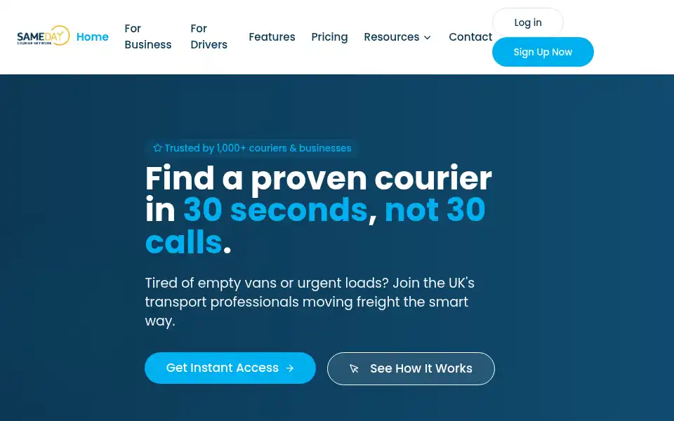 Screenshot of samedaycouriernetwork.com