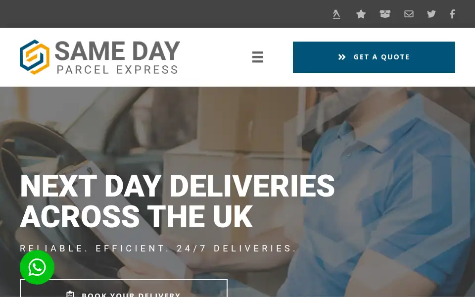 Screenshot of samedayparcelexpress.co.uk