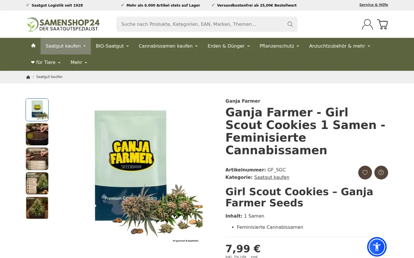 Screenshot of samenshop24.de