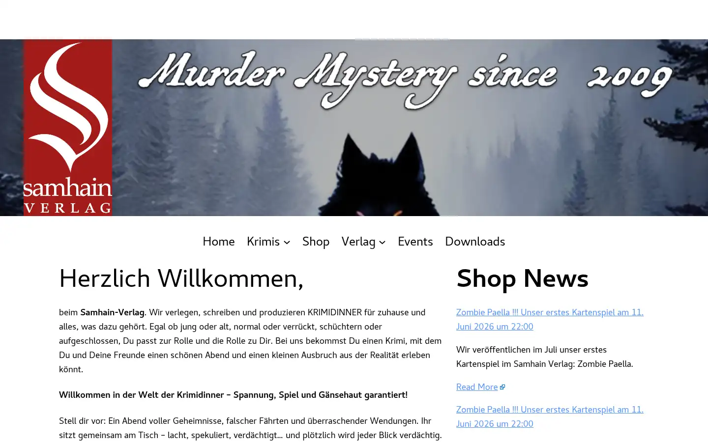 Screenshot of samhain-verlag.de