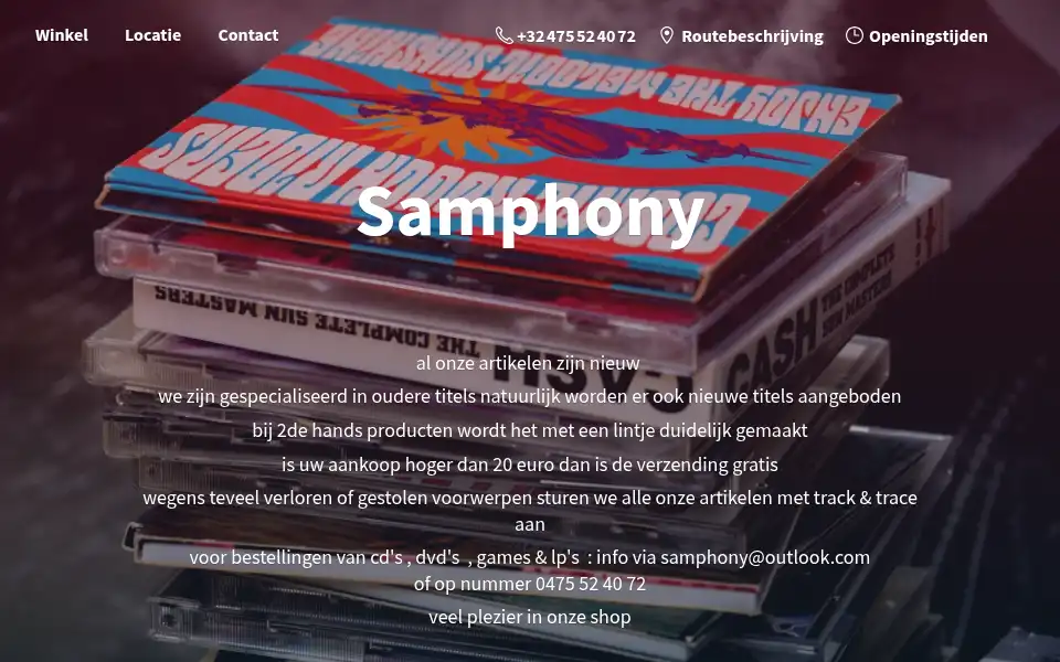 Screenshot of samphony-shop.be