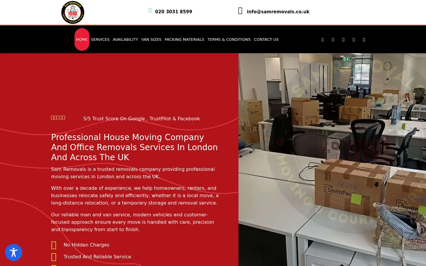 Screenshot of samremovals.co.uk