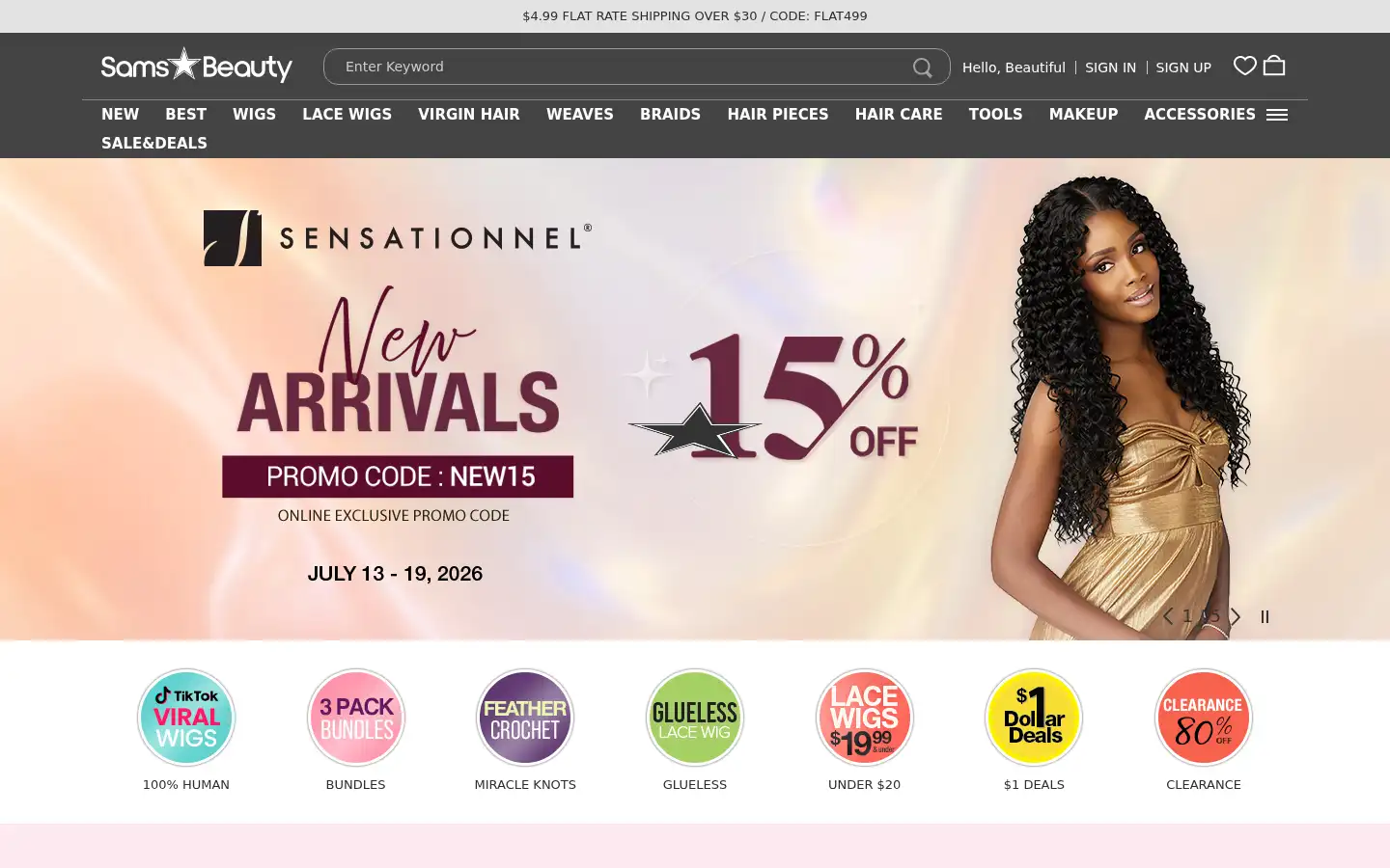 Screenshot of samsbeauty.com