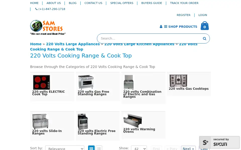 Screenshot of samstores.com