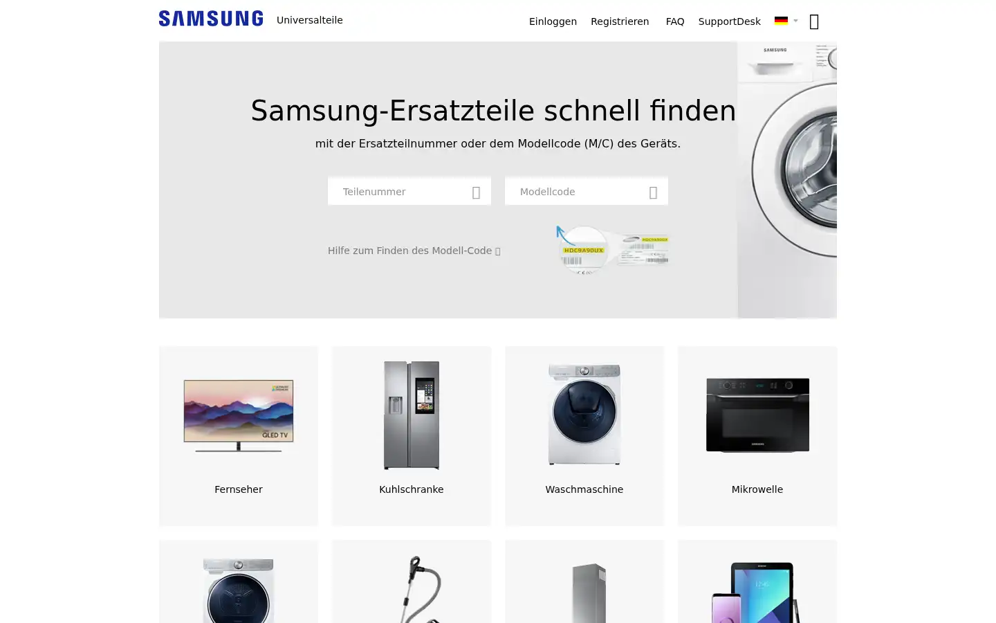 Screenshot of samsungersatzteile.com