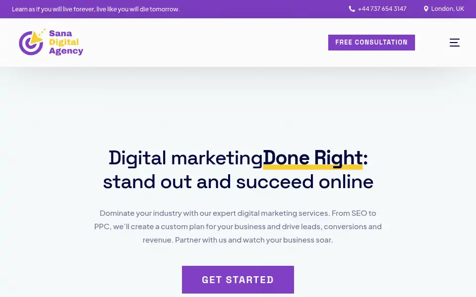 Screenshot of sanadigital.agency