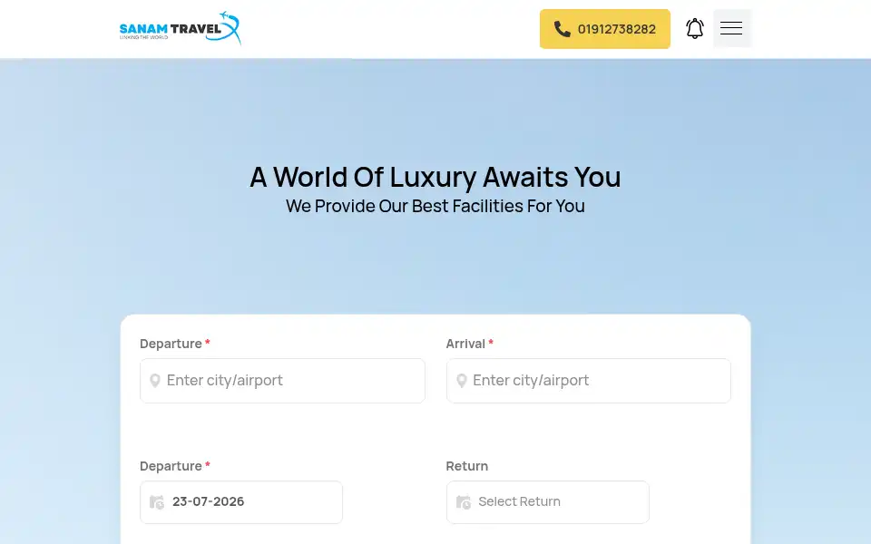 Screenshot of sanamtravel.co.uk