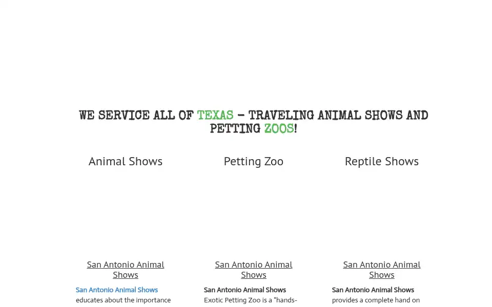 Screenshot of sanantonioanimalshows.com