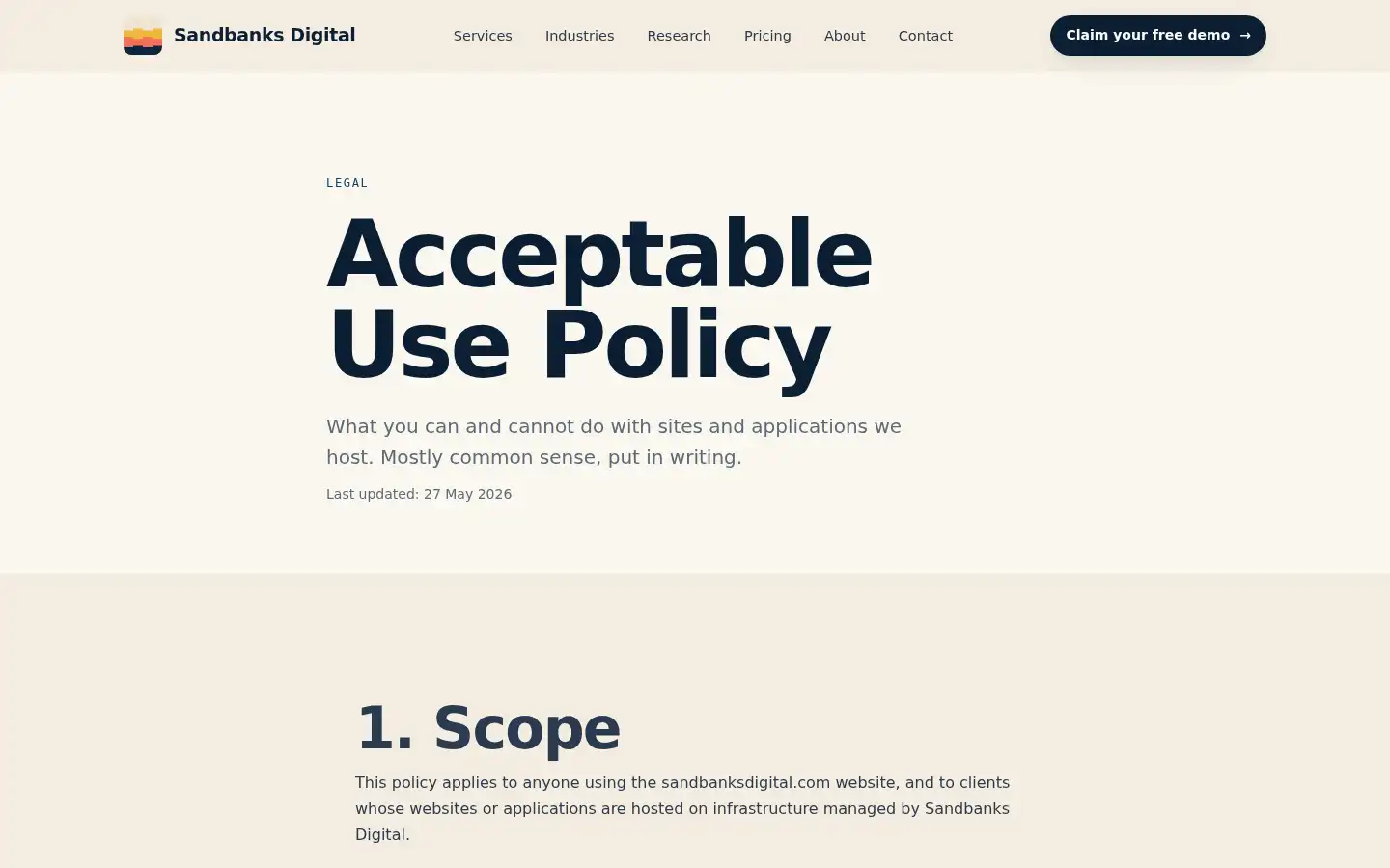 Screenshot of sandbanksdigital.com
