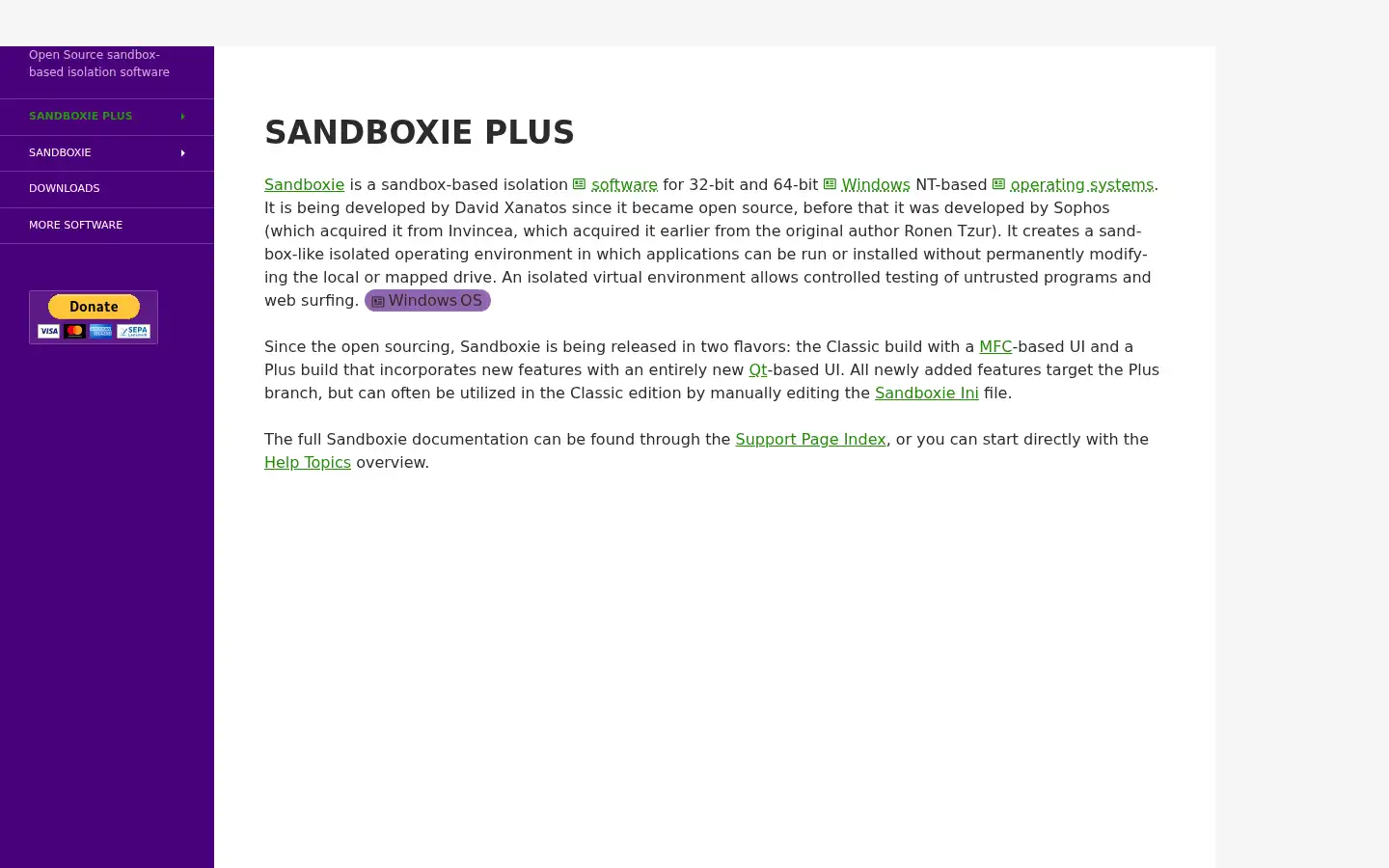 Screenshot of sandboxie-plus.com