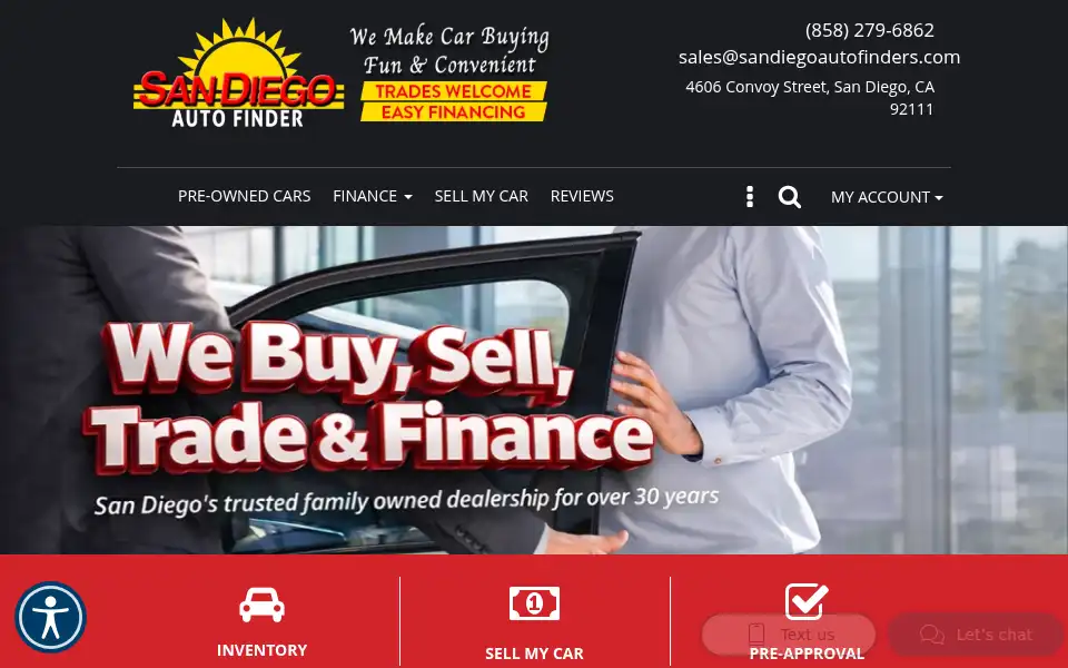 Screenshot of sandiegoautofinders.com
