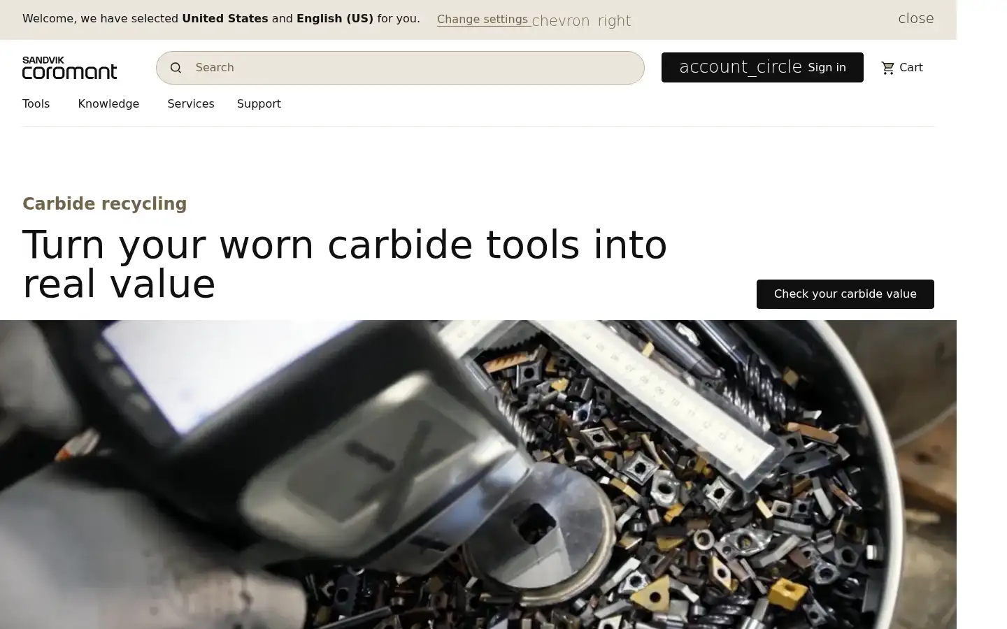 Screenshot of sandvik.coromant.com