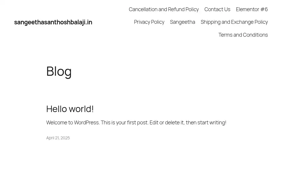 Screenshot of sangeethasanthoshbalaji.in