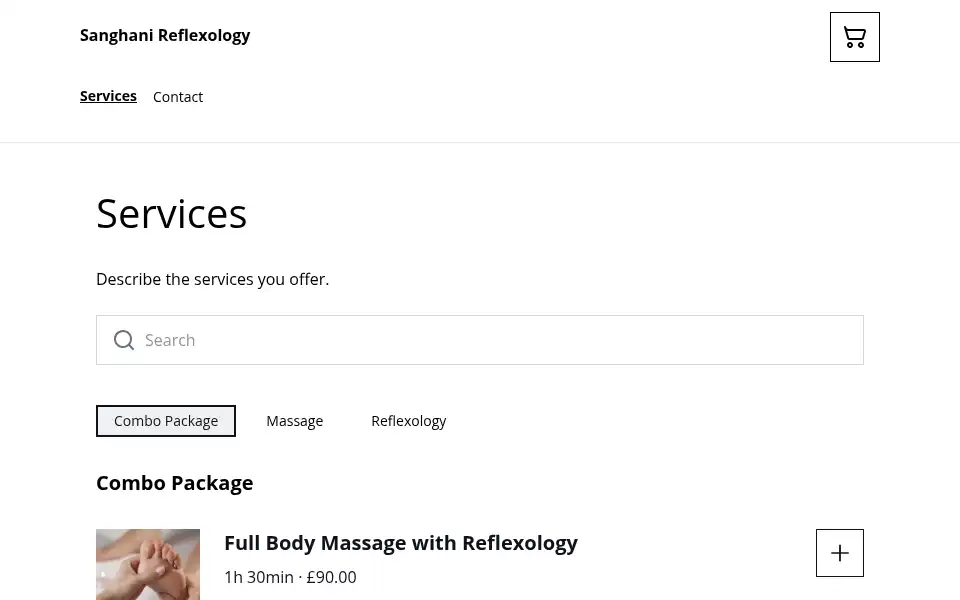 Screenshot of sanghanireflexology.co.uk