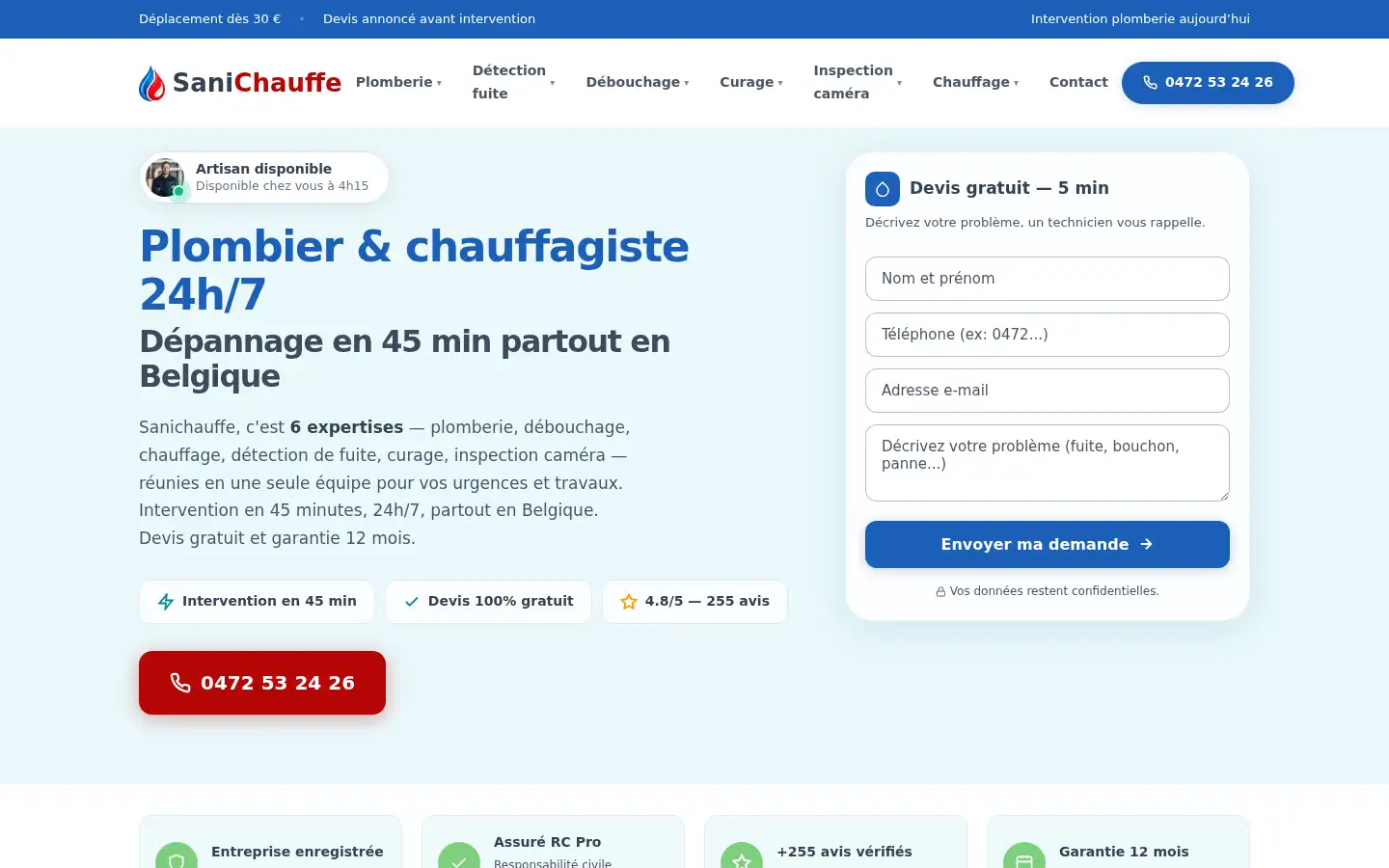 Screenshot of sanichauffe.be
