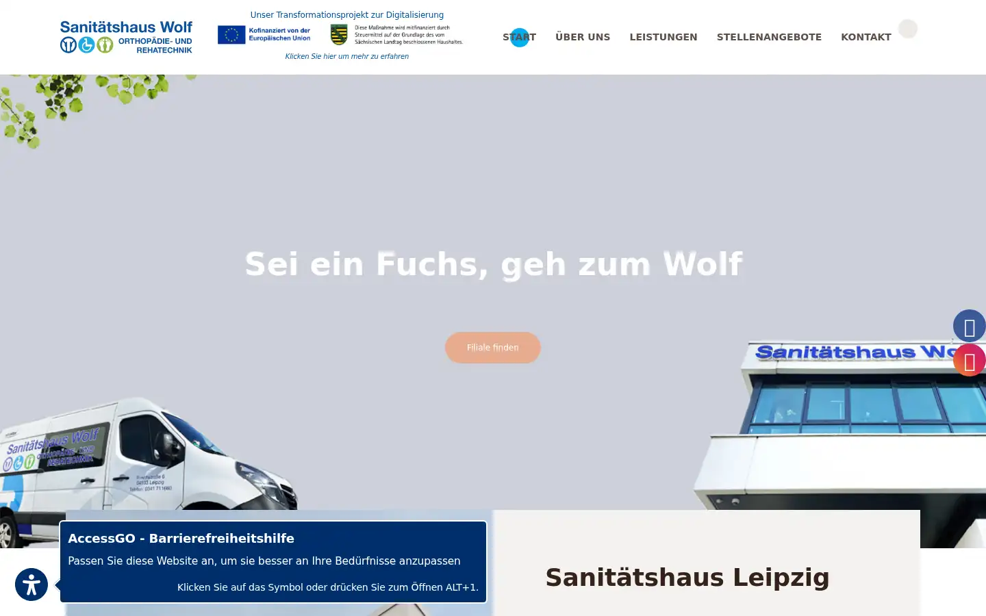 Screenshot of sanitaetshaus-leipzig.de