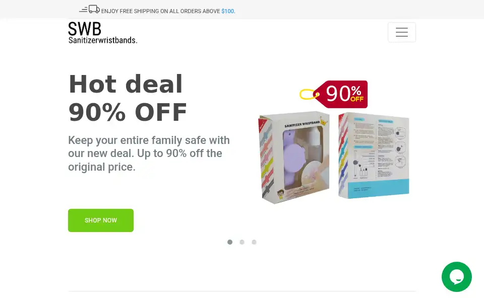 Screenshot of sanitizerwristbands.com