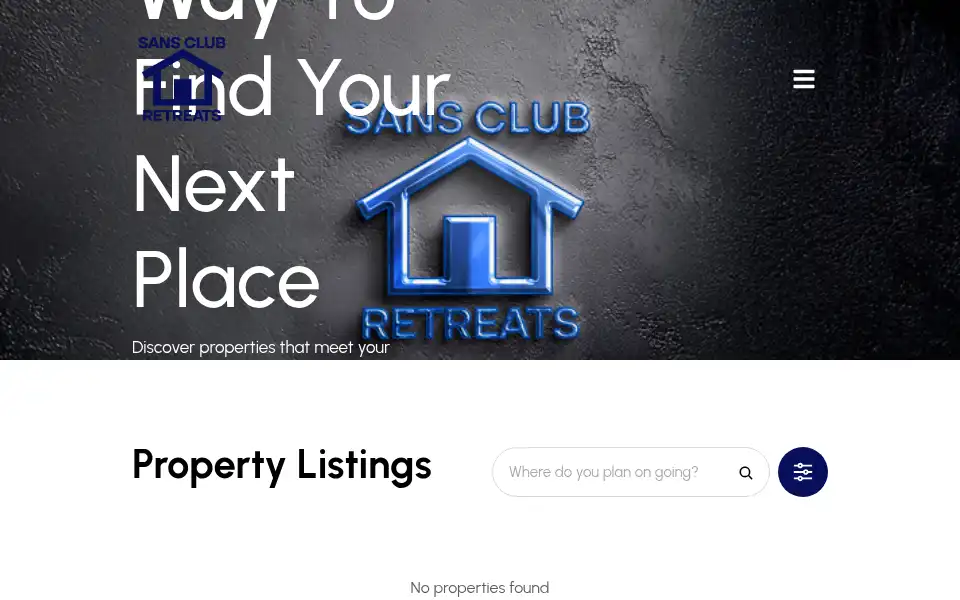 Screenshot of sansclubretreats.com