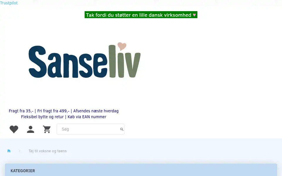 Screenshot of sanse-liv.dk