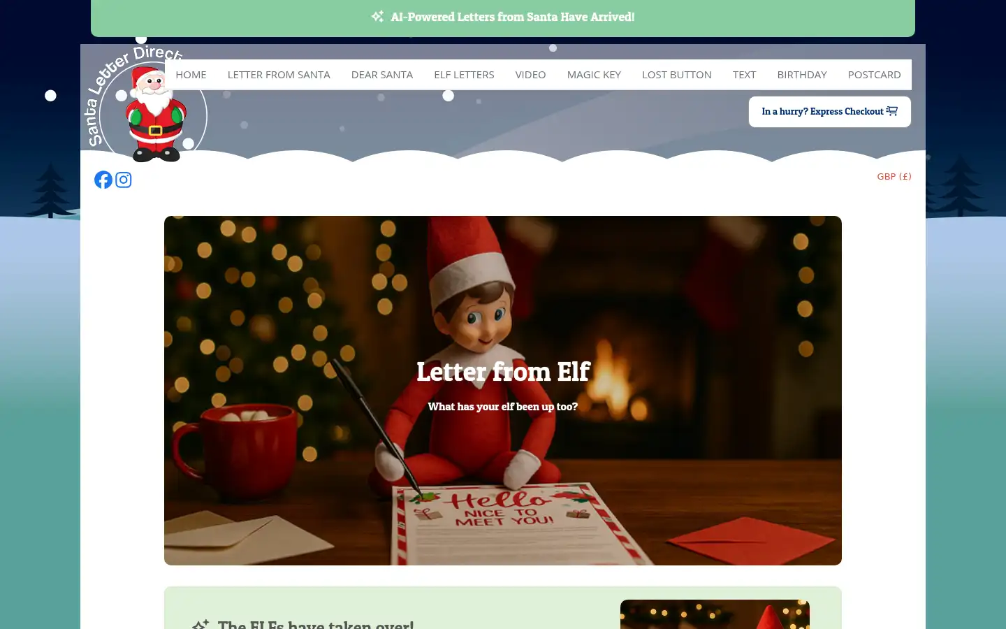 Screenshot of santaletterdirect.co.uk