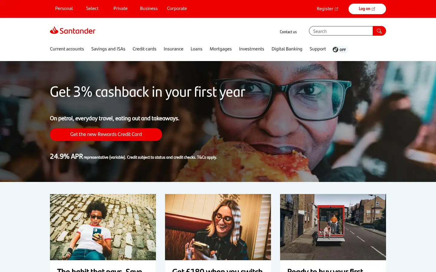 Screenshot of santander.co.uk