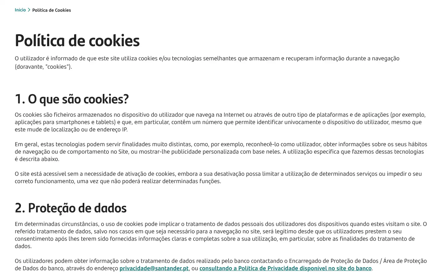 Screenshot of santander.pt