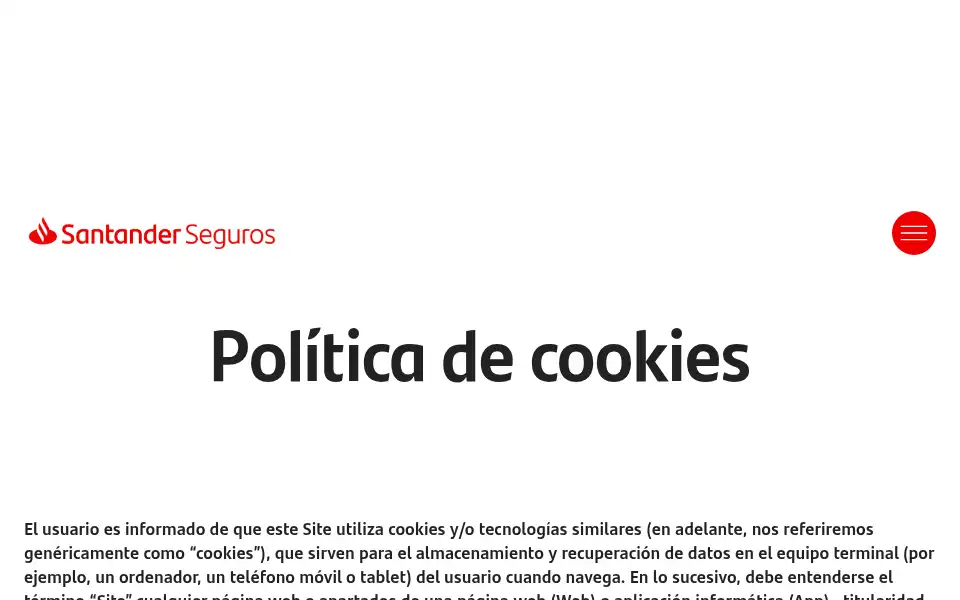 Screenshot of santanderseguros.es