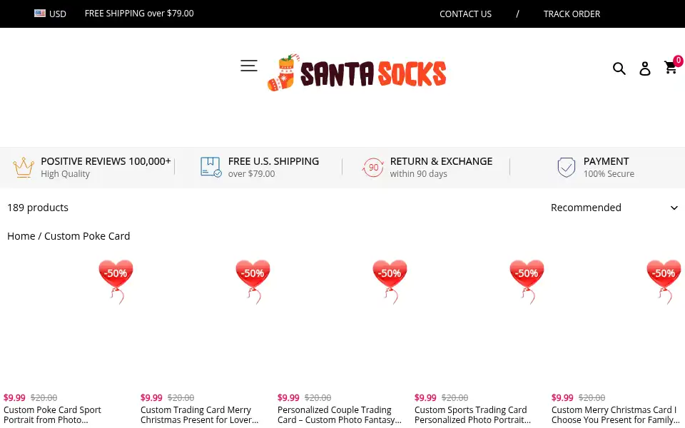 Screenshot of santasocks.com