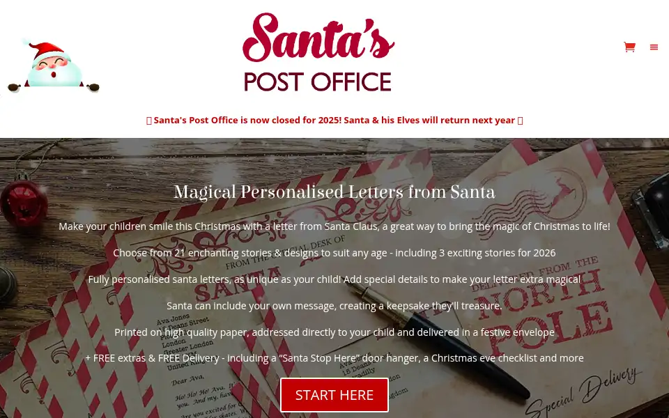 Screenshot of santaspostoffice.co.uk