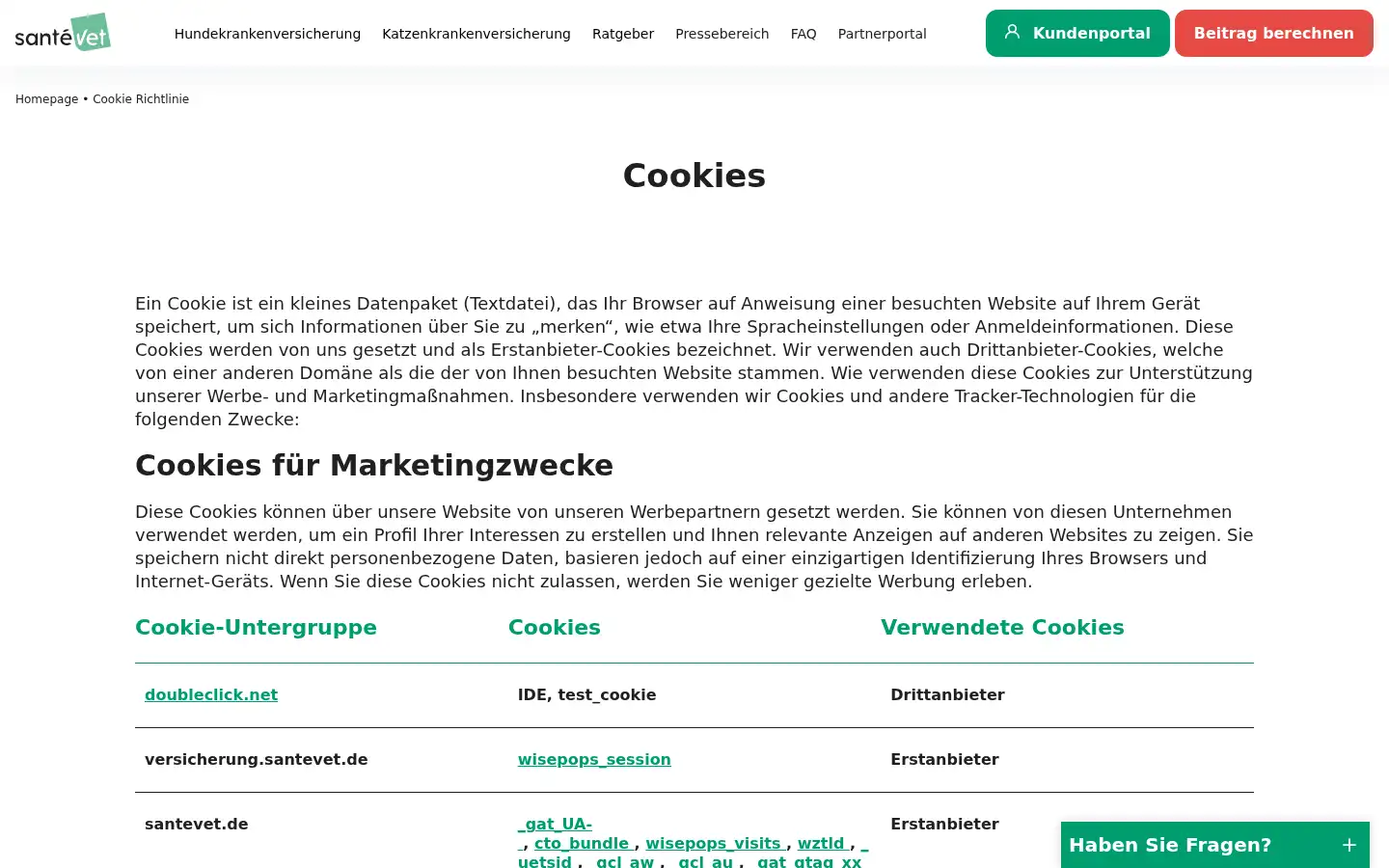 Screenshot of santevet.de