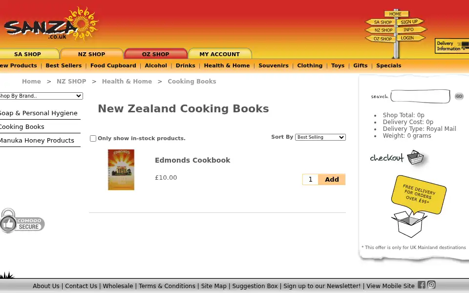 Screenshot of sanza.co.uk