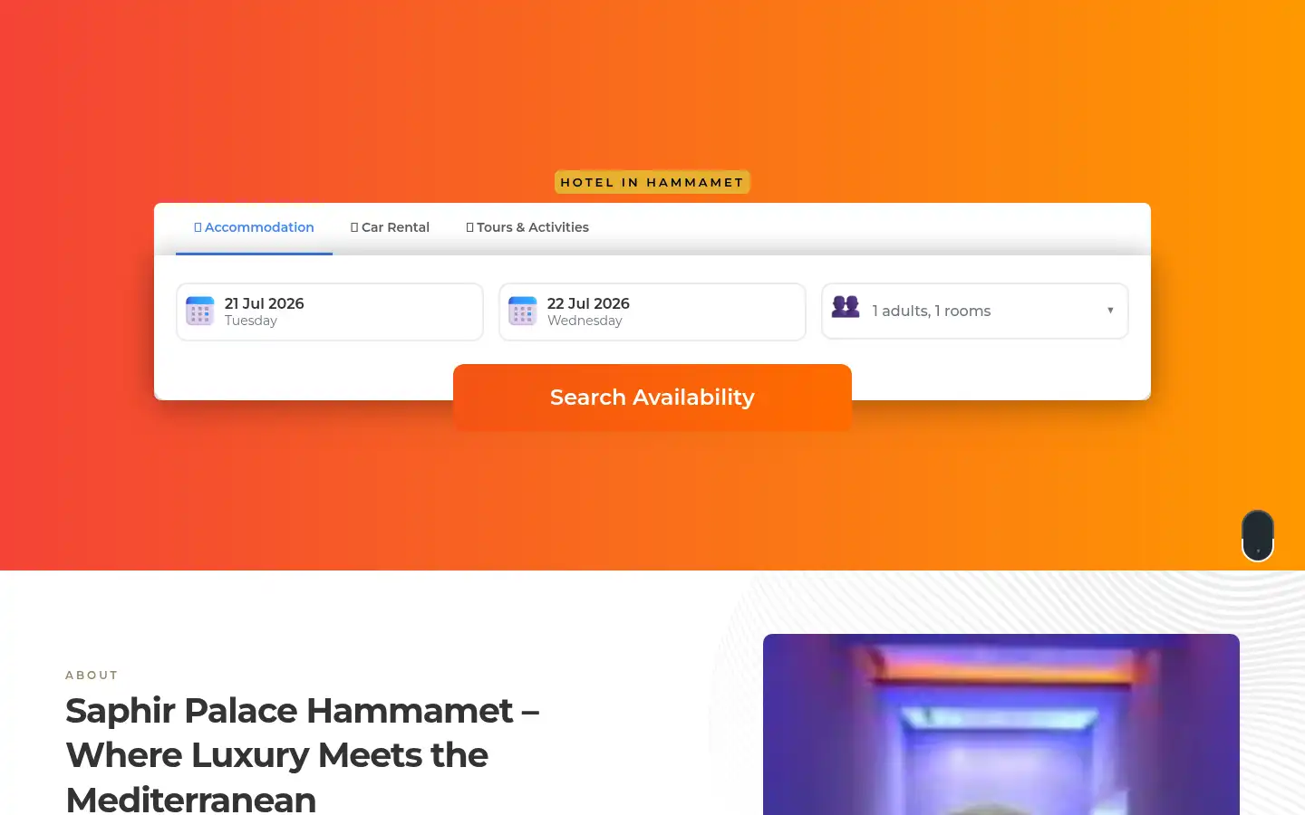 Screenshot of saphirpalacespahammamet.online
