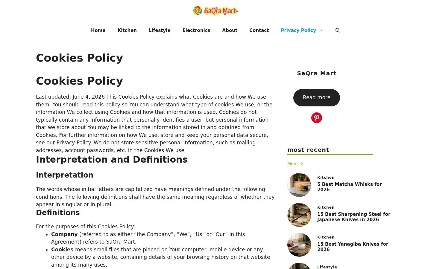 Screenshot of saqramart.com