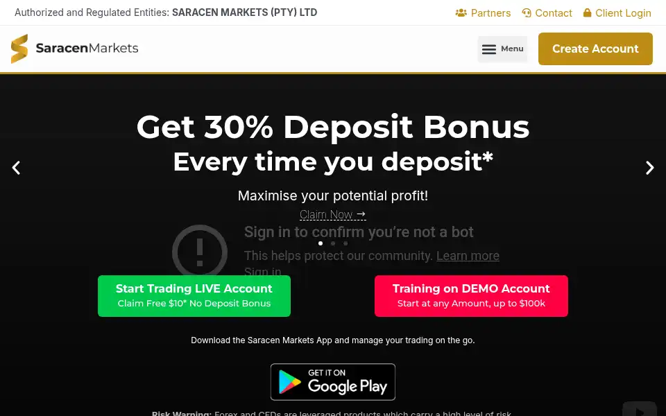 Screenshot of saracenmarkets.com