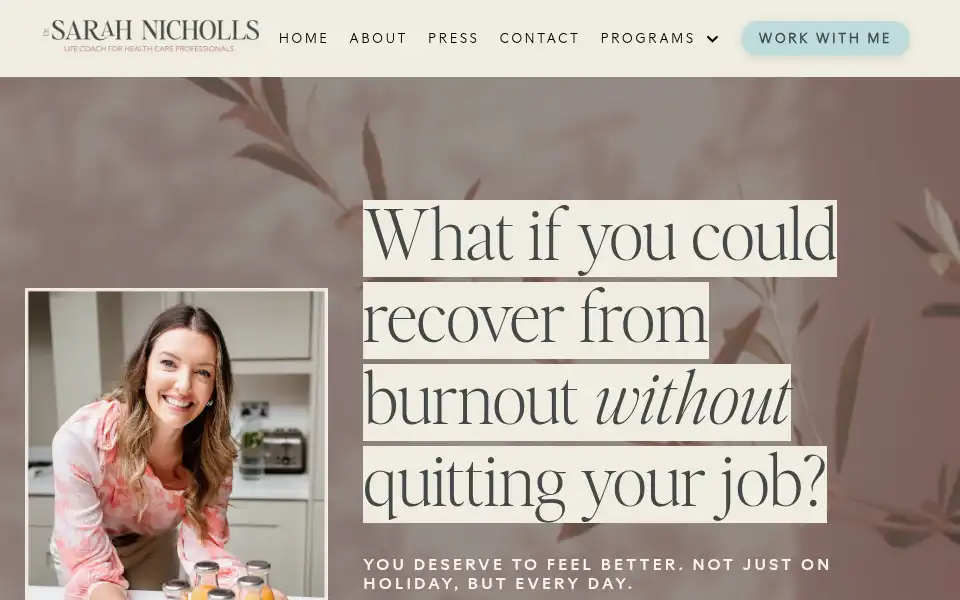 Screenshot of sarahnicholls.co.uk