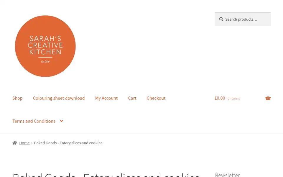 Screenshot of sarahscreativekitchen.co.uk