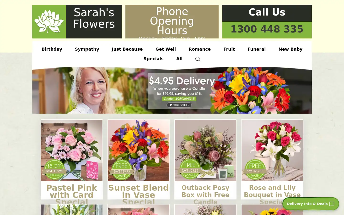 Screenshot of sarahsflowers.com.au