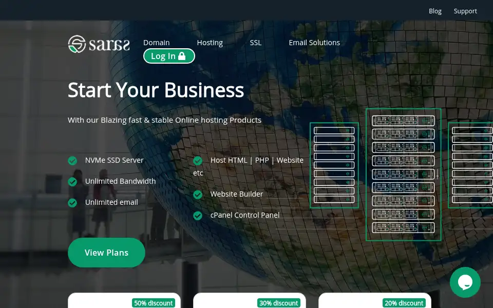 Screenshot of saraswebhost.com