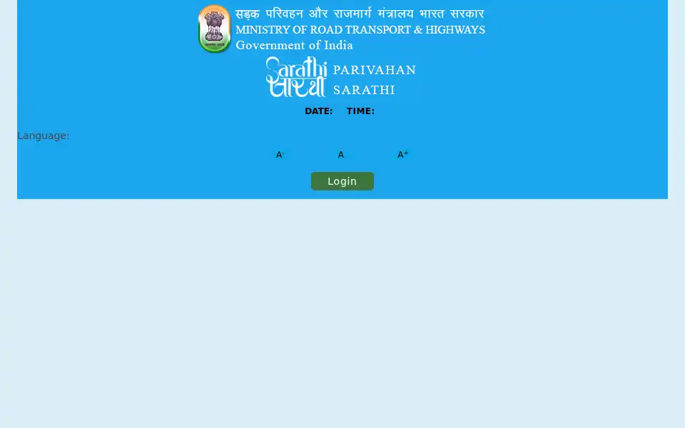 Screenshot of sarathi.parivahan.gov.in